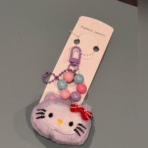 BAG CHARM Purple Hello Kitty Plush Bag Charm Key Holder